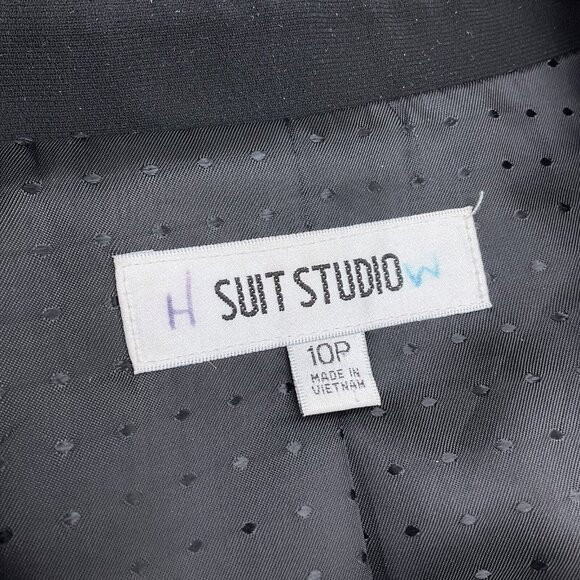 Suit Studio Skirt Set Women 10P Black Poly Lined Career Classic‎ - Picture 3 of 16